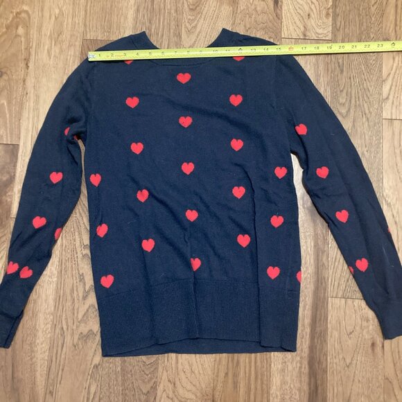 Women's GAP Navy with Hearts Sweater Size Small - Picture 2 of 5